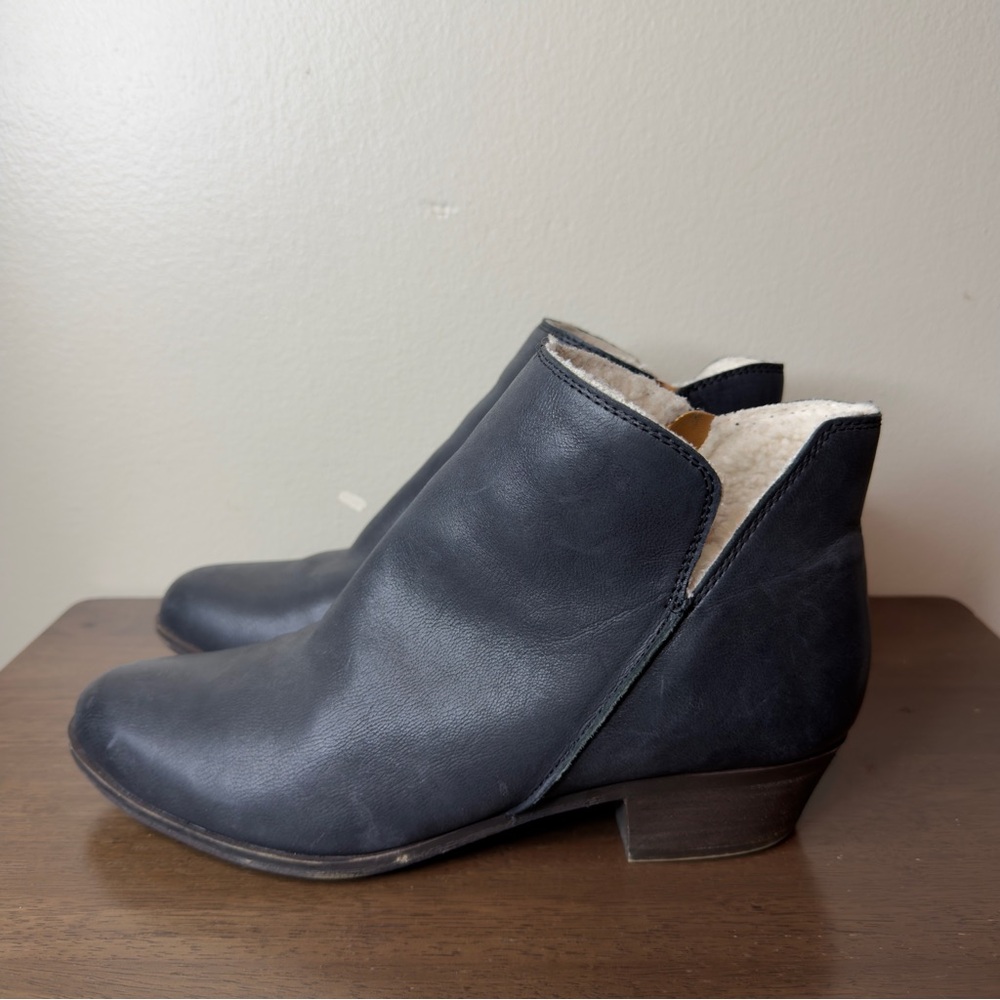 Lucky Brand Banterr Black Leather Ankle Boots Sz 10 Womens